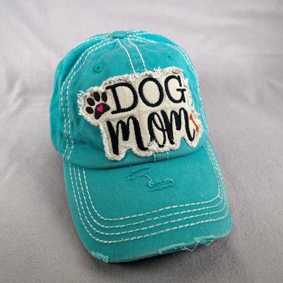 KBETHOS Accessories - Dog Mom Hat Womens One Size Blue Strapback Cap Embroidered Distressed KB Ethos